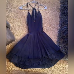 Windsor brand, dark blue dress for formal event.